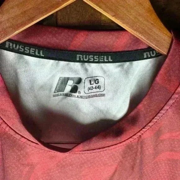 Arkansas Razorbacks Men's Russell T-Shirt / Size Large / Red & White - Picture 4 of 15